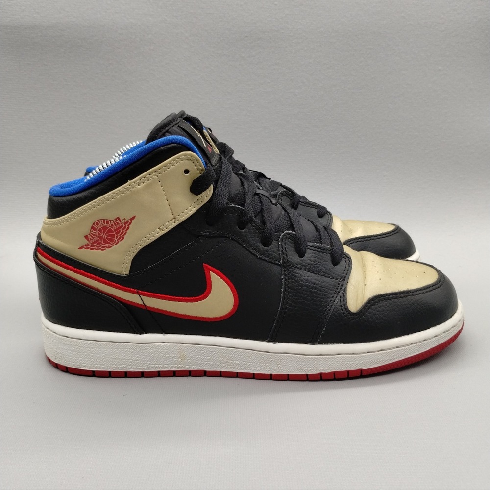 Nike Air Jordan 1 Mid Retro 'Bred Metallic Gold' Athletic Shoes Womens Size 8.5 - Picture 2 of 8